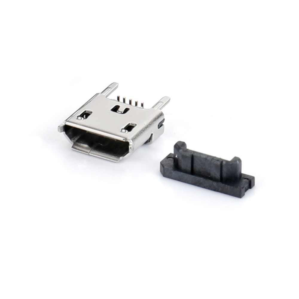 04BL-8138   Micro USB 5F 180度立贴 三脚DIP有卷边 L6.3