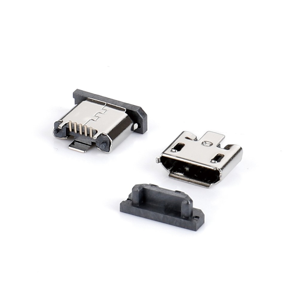 04BL-8142-N   Micro USB 5F B型 180度立贴 三脚DIP有柱无卷边