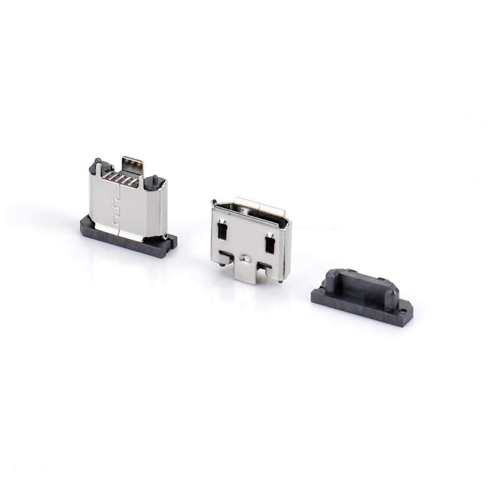 04BL-8142-N   Micro USB 5F B型 180度立贴 三脚DIP有柱无卷边