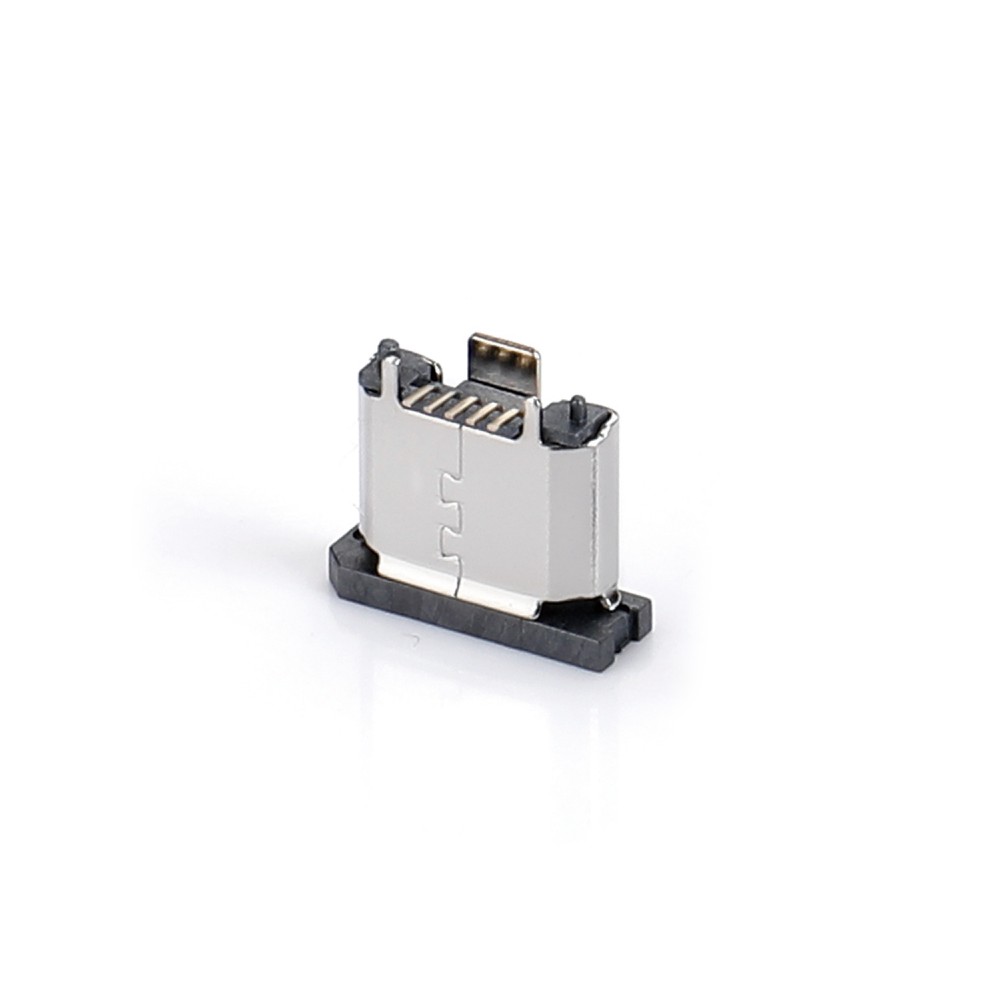 04BL-8142-N   Micro USB 5F B型 180度立贴 三脚DIP有柱无卷边