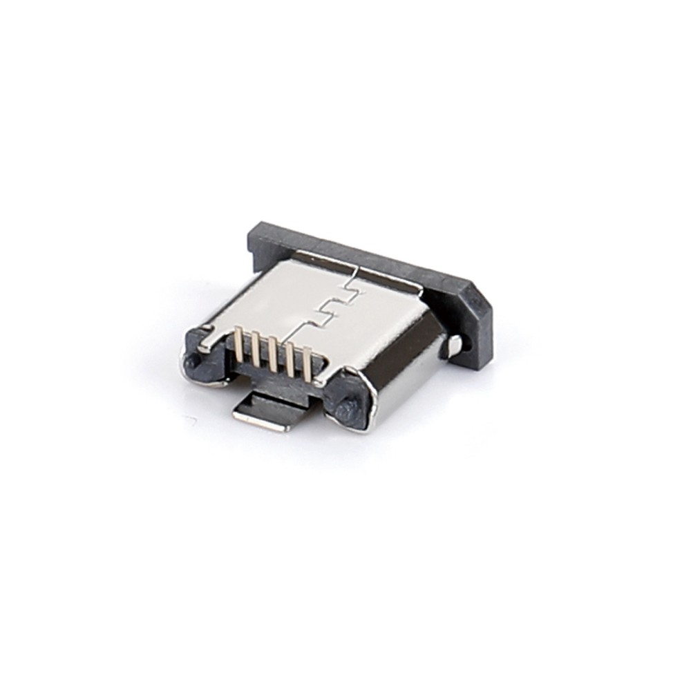 04BL-8142-N   Micro USB 5F B型 180度立贴 三脚DIP有柱无卷边