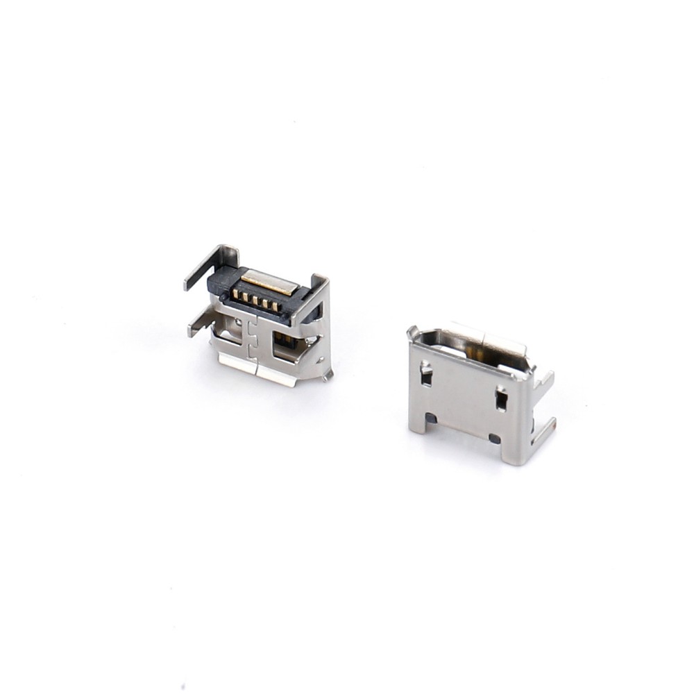 04BO-1805   Micro USB 5F SMT B型四脚插板7.1.5脚长1.1短针有柱有卷边