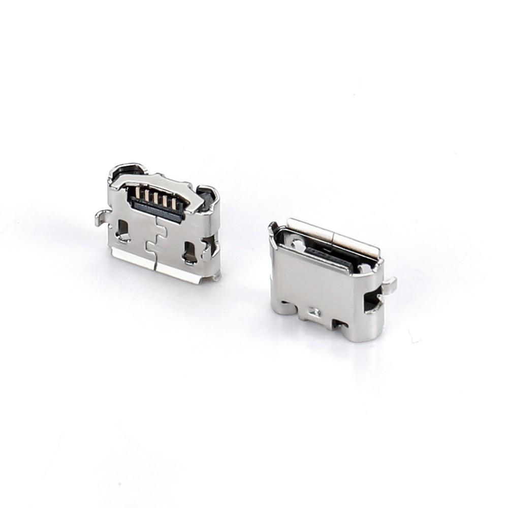 04BO-1824-0   Micro USB 5F SMT B型反向牛角四脚7.7-5.3 脚高0.65短针无柱有卷边