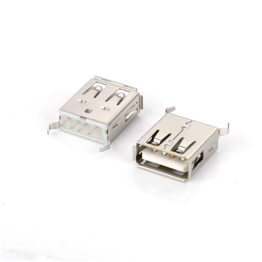 01AS-0102 USB AF 180度插板弯脚有卷边黄铜端子（常规包装）