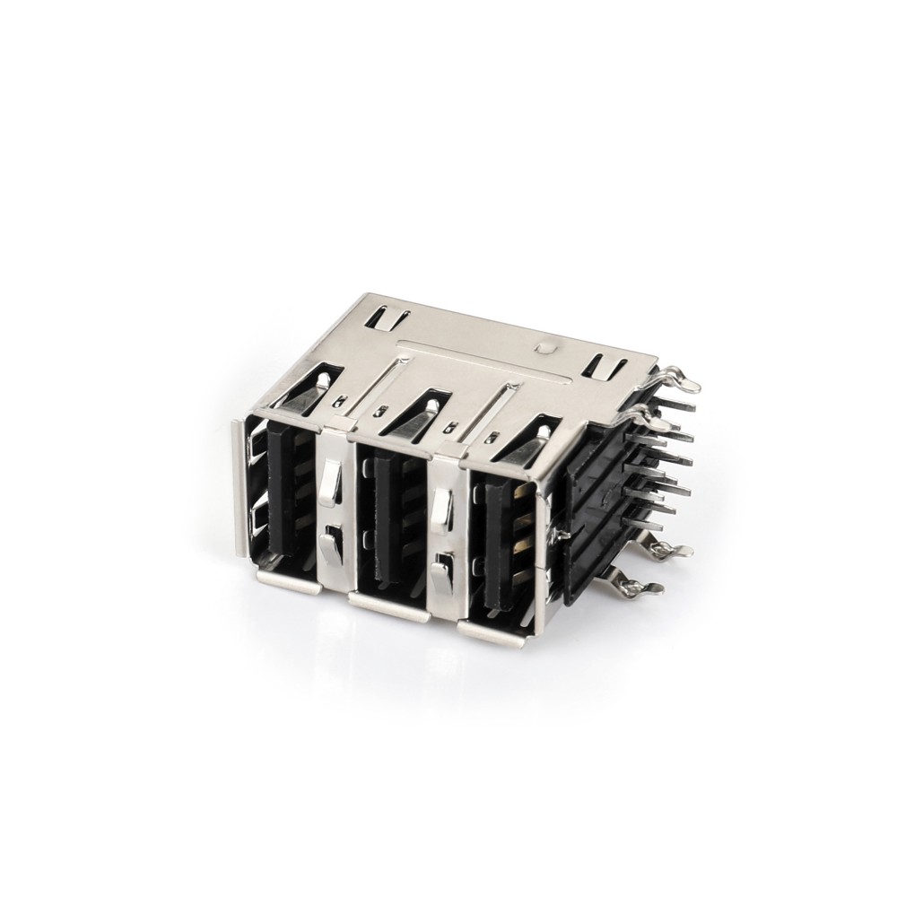 01TR-5901 USB2.0 AF 90度插板弯脚三层4脚