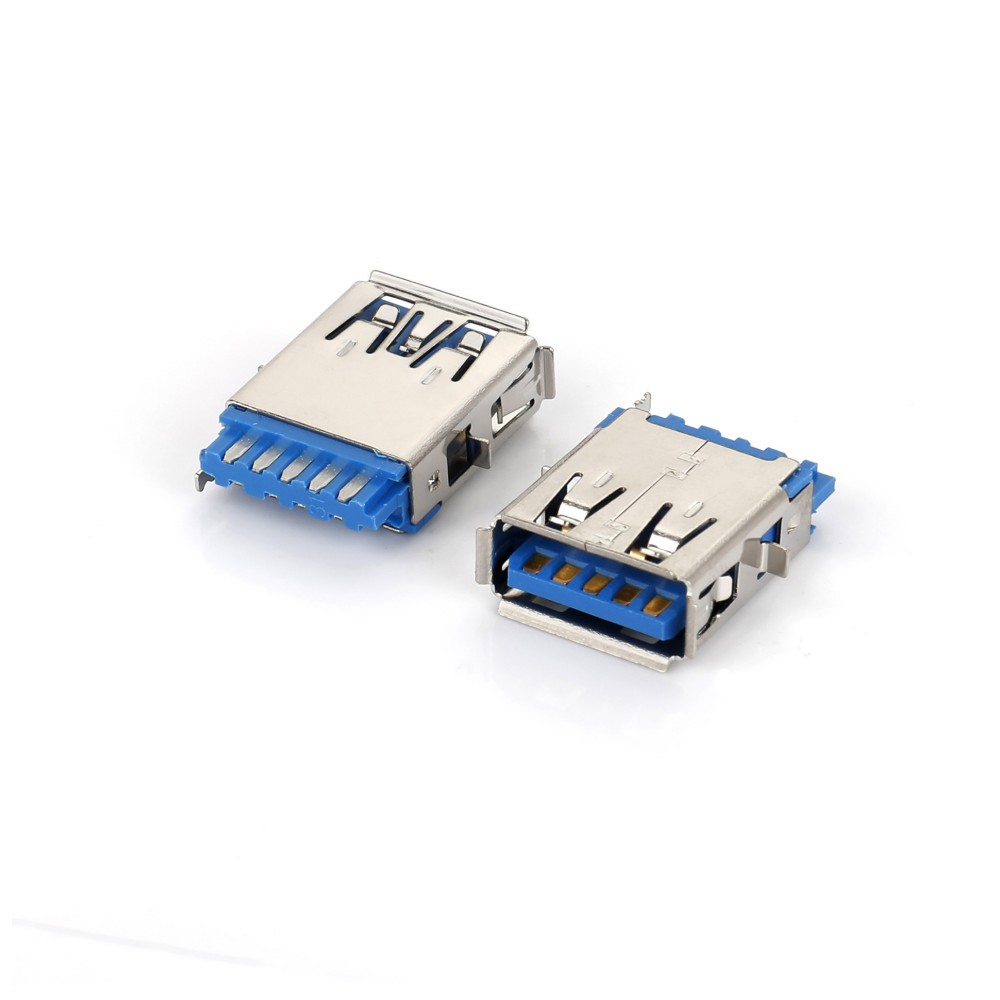 05AH-5216 USB3.0 AF 180度焊线式F款有卷边带挡位耳朵 L18.65