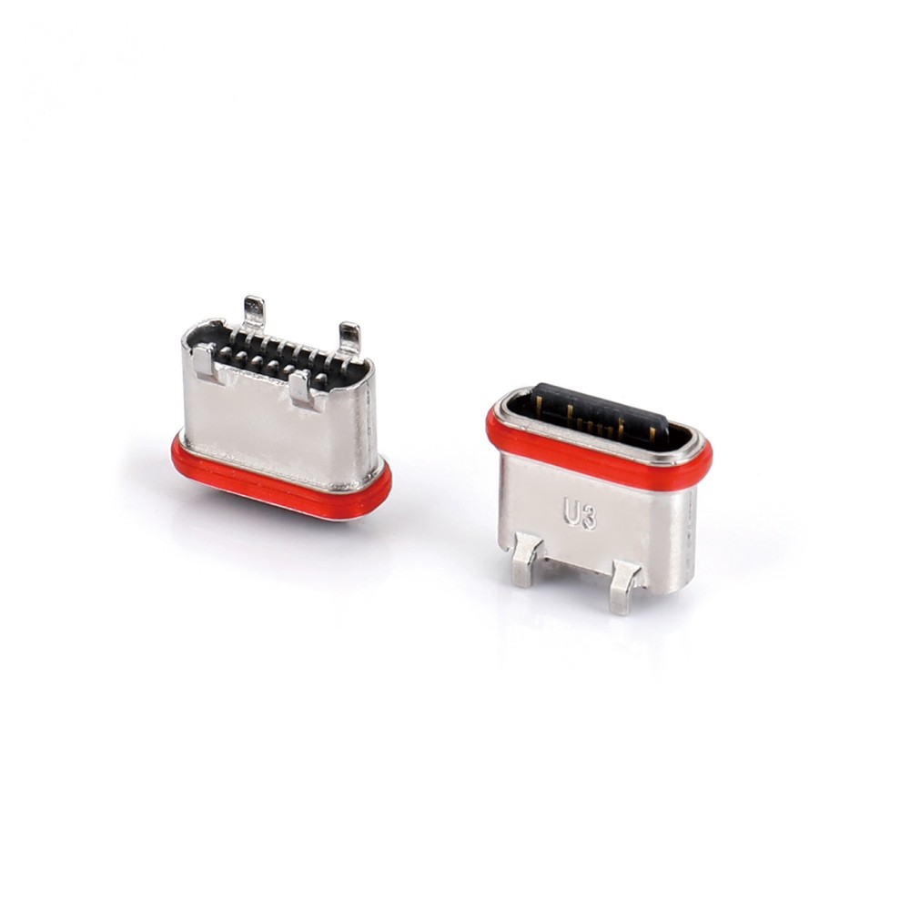 0716L-3689-WP   TYPE CF 16P 180 ° vertical veneer L=6.8mm (U-shaped powder gold shell) waterproof IPX8