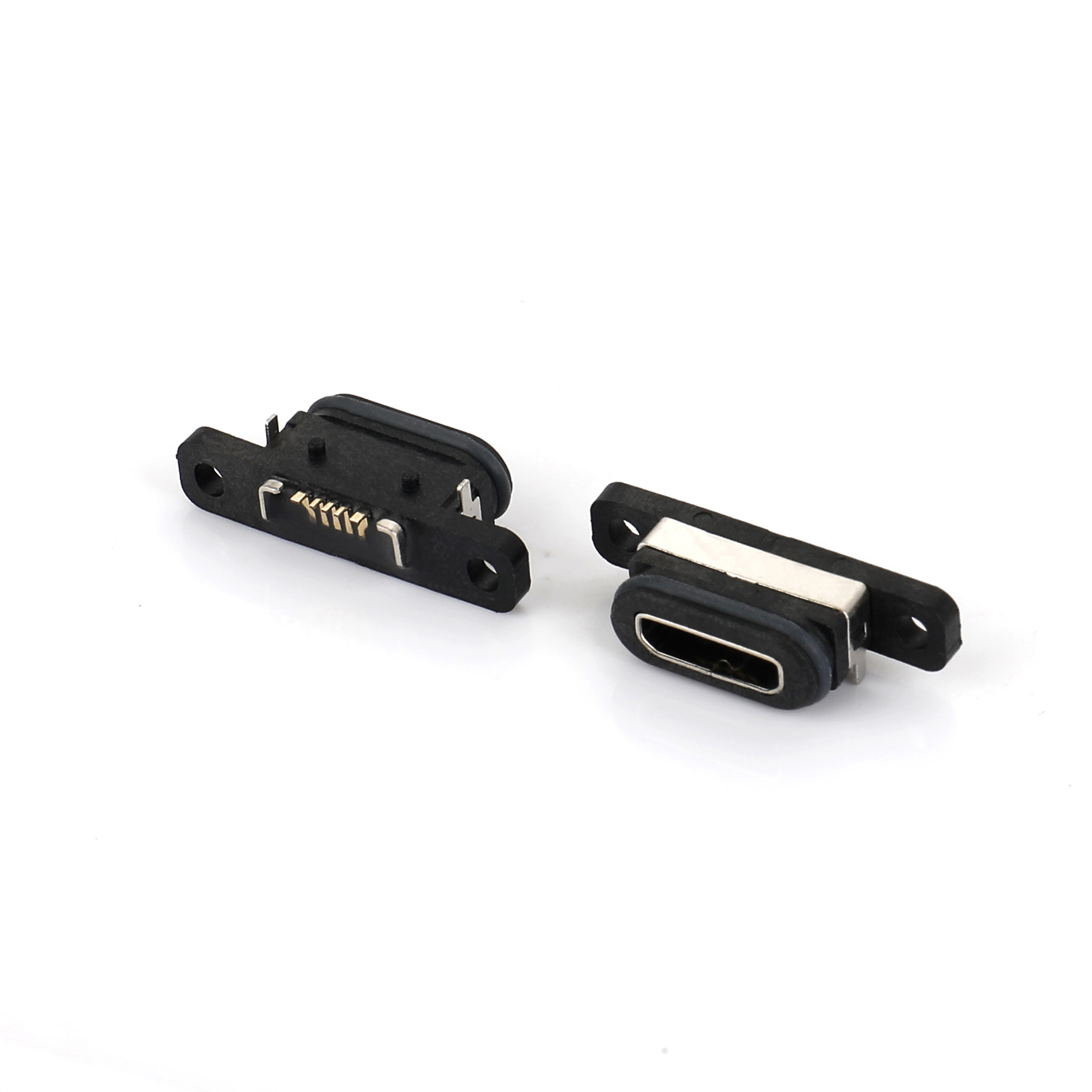 04BA-1601-WPE   Micro USB  5F 板上SMT B型 前插后贴 带耳有柱 带防水圈 防水IPX8