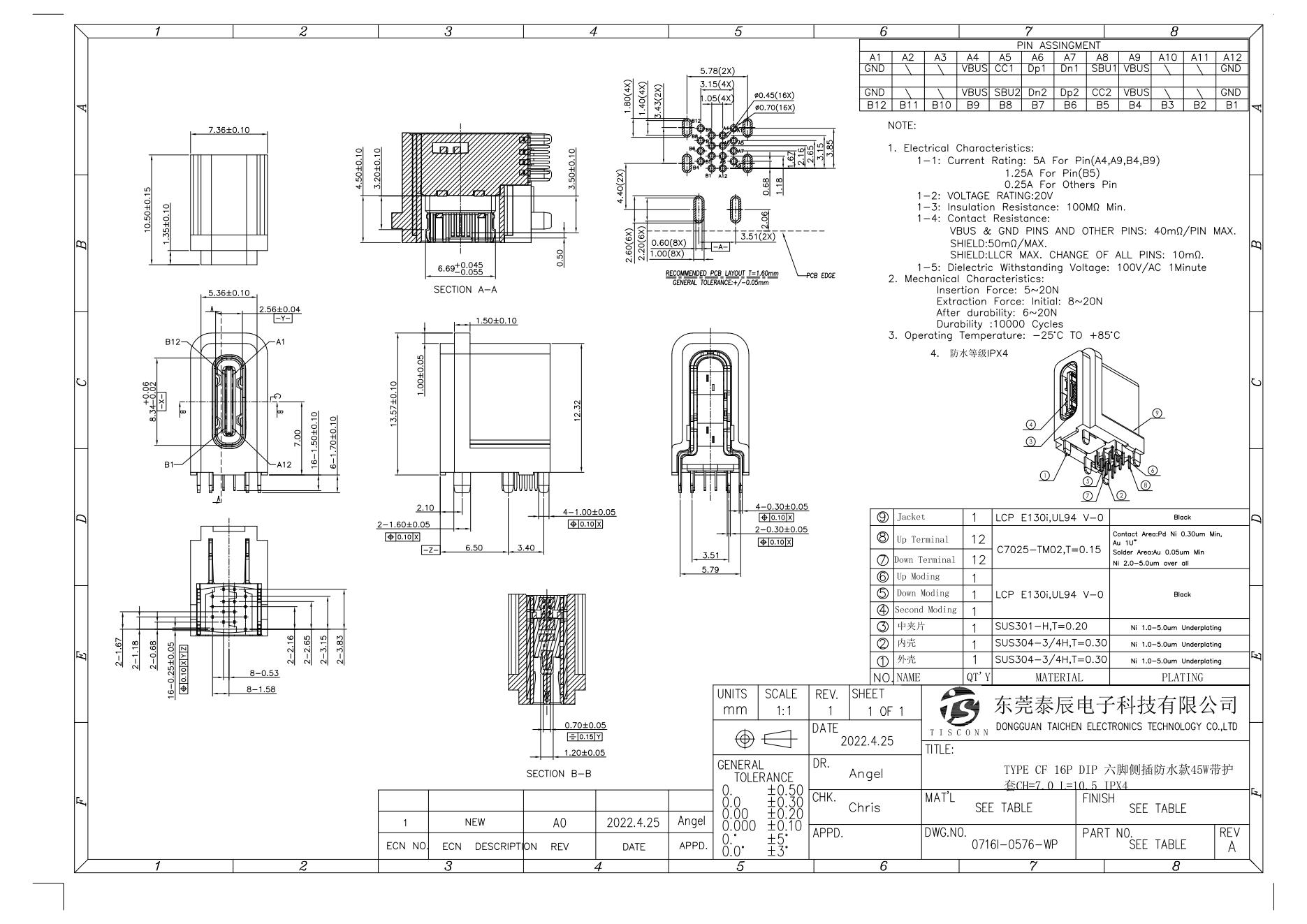 0716I-0576-WP  TYPE CF 16P DIP 六脚侧插防水款45W带护套CH=7.0 L=10.5 IPX4_00.jpg